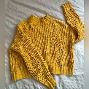 Knit Mustard Yellow Mockneck Sweater | Hollister